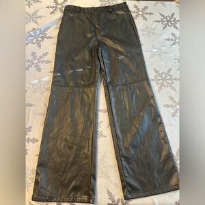 Black faux leather pants